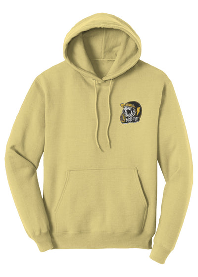 Moto is Life Solid Skull pullover hoodie, motorcycle lifestyle, moto hoodie, motocross, supermoto, skull, riders, gifts for riders, mellow yellow motorcycle hoodie