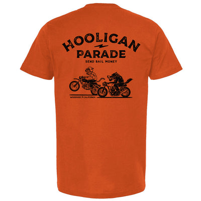 Hooligan Parade Locals T-Shirt, hooligans, motorcycle shirts, motorcycle lifestyle, supermoto, san francisco, sf, california, crown moto, wheelies, stoppies, endos, burnouts, speeding, lawbreakers, bail money, street racing