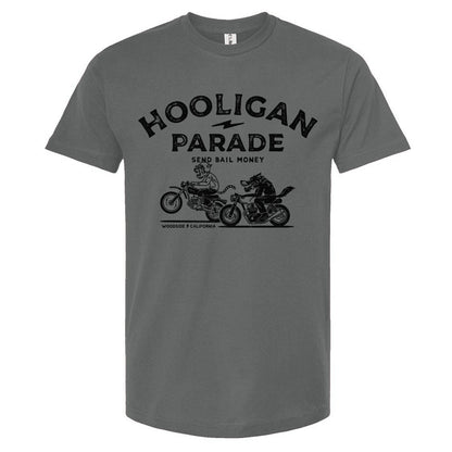 Hooligan Parade Local Animals T-Shirt in gray, motorcycles, motorbikes, supermoto, hooligans, motorcycle shirts, motorcycle lifestyle, supermoto, san francisco, sf, california, crown moto, wheelies, stoppies, endos, burnouts, speeding, lawbreakers, bail money, street racing