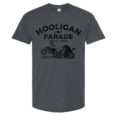 Hooligan Parade Local Animals T-Shirt in blue, motorcycles, motorbikes, supermoto, hooligans, motorcycle shirts, motorcycle lifestyle, supermoto, san francisco, sf, california, crown moto, wheelies, stoppies, endos, burnouts, speeding, lawbreakers, bail money, street racing