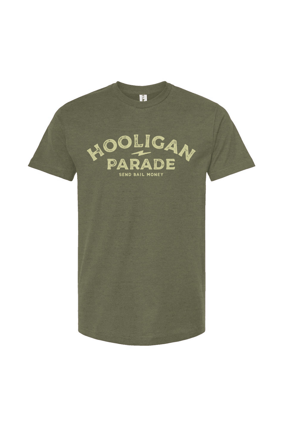 Hooligan Parade Send Bail Money army green t-shirt