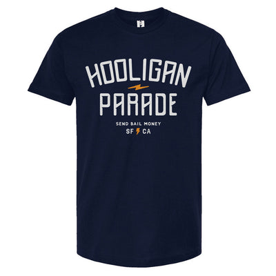 Hooligan Parade OG t-shirt, hooligans, motorcycle shirts, motorcycle lifestyle, supermoto, san francisco, sf, california, crown moto, wheelies, stoppies, endos, burnouts, speeding, lawbreakers