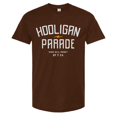 Hooligan Parade OG t-shirt, hooligans, motorcycle shirts, motorcycle lifestyle, supermoto, san francisco, sf, california, crown moto, wheelies, stoppies, endos, burnouts, speeding, lawbreakers