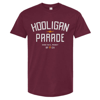 Hooligan Parade OG t-shirt, hooligans, motorcycle shirts, motorcycle lifestyle, supermoto, san francisco, sf, california, crown moto, wheelies, stoppies, endos, burnouts, speeding, lawbreakers
