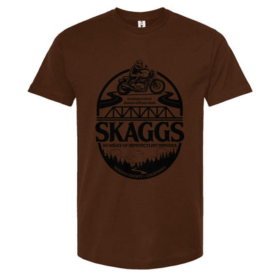 Skaggs Unisex Motorcycle T-Shirt, sonoma county, sonoma coast, skaggs springs road, stewarts point, motorcycle roads, riding roads, great rides, motorbikes, motorcycles, motorcycle lifestyle, motorcycle shirts