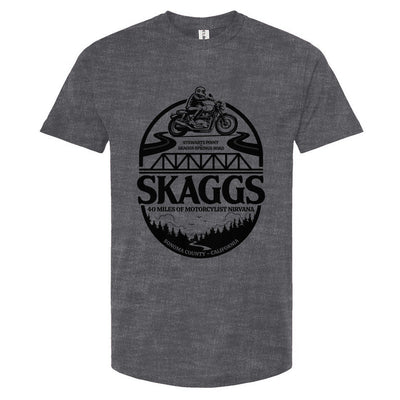 Skaggs Unisex motorcycle t-shirt, sonoma county, sonoma coast, skaggs springs road, stewarts point, motorcycle roads, riding roads, great rides, motorbikes, motorcycles, motorcycle lifestyle, motorcycle shirts