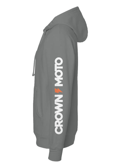 Crown Moto Factory Team Hoodie, front, chest, crown moto logo, factory rider, printed sleeves, large logo, visible, hooded sweatshirt, motorcycles, motorcycle lifestyle