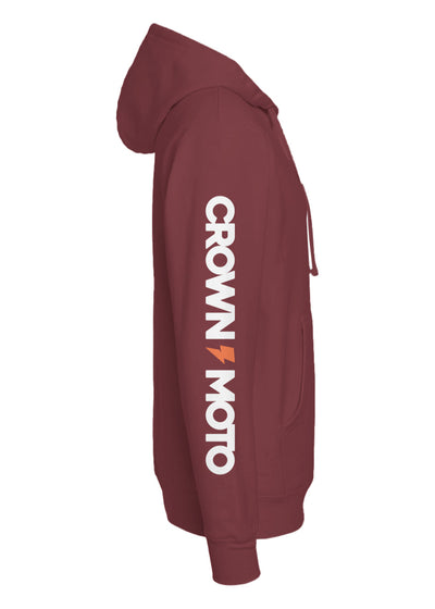 Crown Moto Factory Team Hoodie, front, chest, crown moto logo, factory rider, printed sleeves, large logo, visible, hooded sweatshirt, motorcycles, motorcycle lifestyle