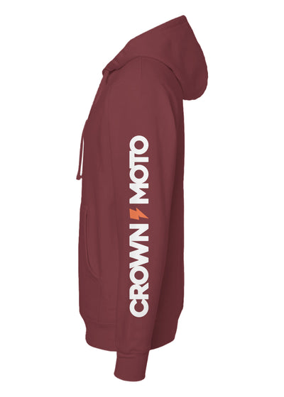 Crown Moto Factory Team Hoodie, front, chest, crown moto logo, factory rider, printed sleeves, large logo, visible, hooded sweatshirt, motorcycles, motorcycle lifestyle