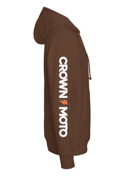 Crown Moto Factory Team Hoodie, front, chest, crown moto logo, factory rider, printed sleeves, large logo, visible, hooded sweatshirt, motorcycles, motorcycle lifestyle