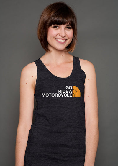 'Go ride a motorcycle' NF Parody Unisex Heather Tank from Bella Canvas