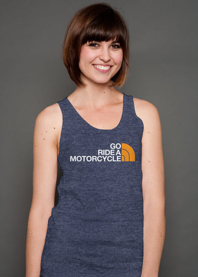'Go ride a motorcycle' NF Parody Unisex Heather Tank from Bella Canvas