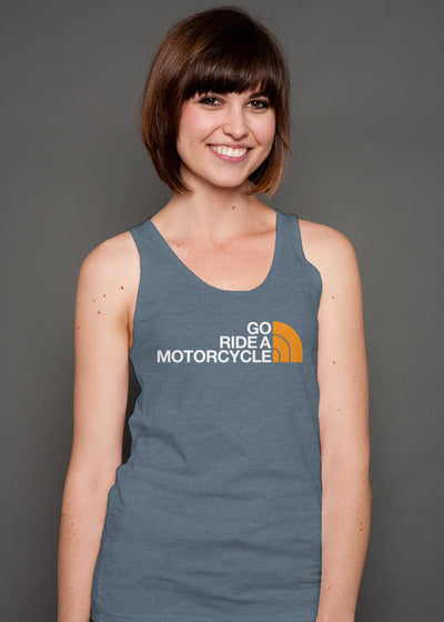 'Go ride a motorcycle' NF Parody Unisex Heather Tank from Bella Canvas