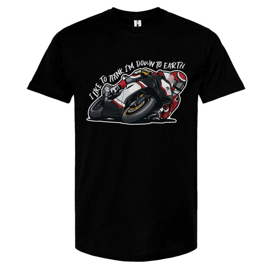 down to earth motorcycle t-shirt