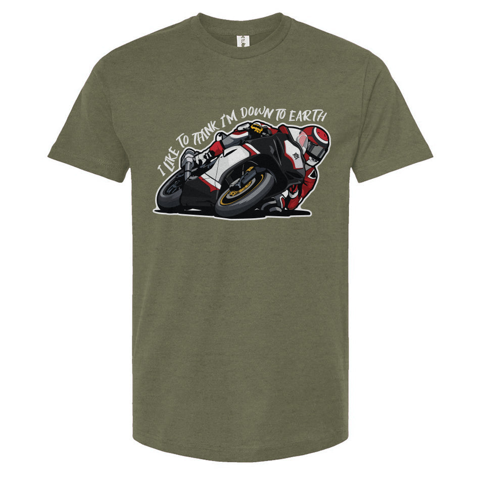 down to earth motorcycle t-shirt
