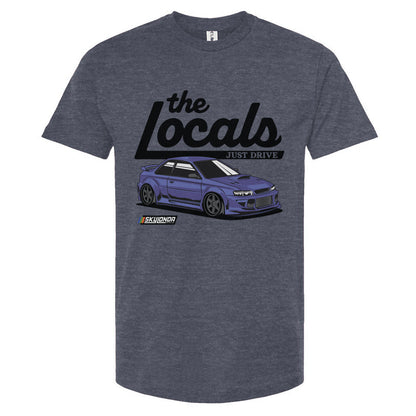 Gray t-shirt with a Subaru WRX graphic and 'the Locals' text on a white background