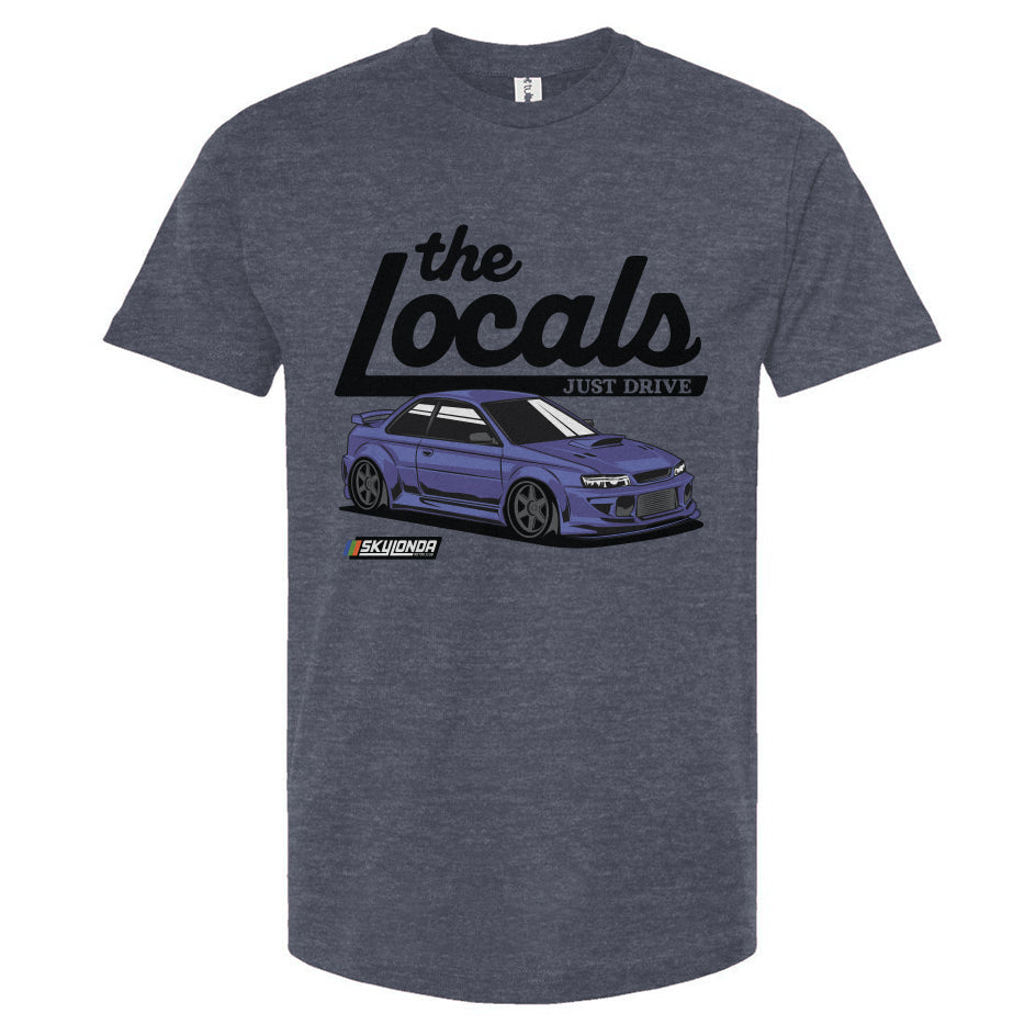 Gray t-shirt with a Subaru WRX graphic and 'the Locals' text on a white background