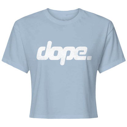 Light blue t-shirt with 'dope.' text on a white background