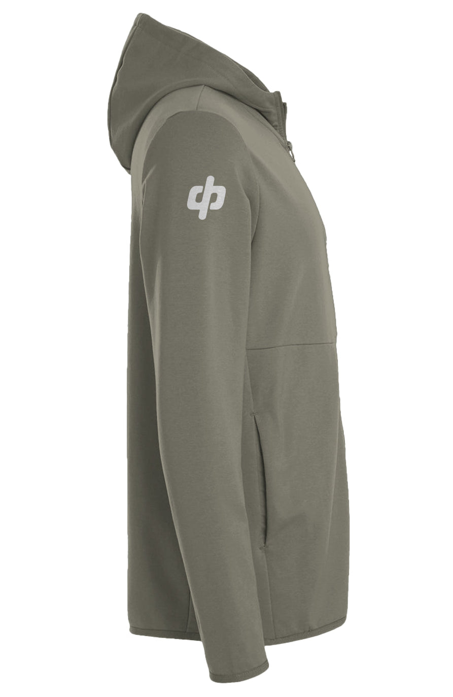 DOPE. icon logo on shoulder of green Performance Zip Hoodie