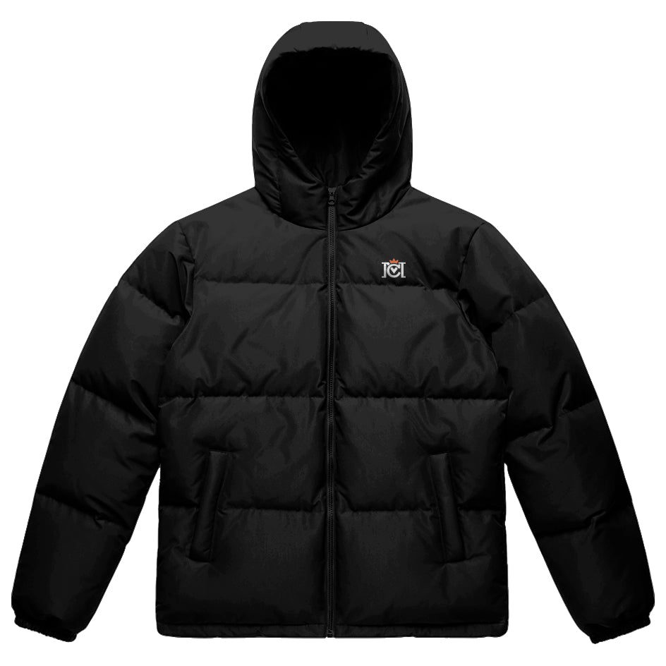 Crown Moto Branded Embroidered Hooded Puffer Jacket