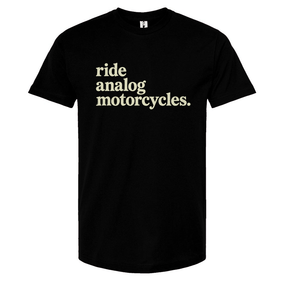 Ride Analog Motorcycles T-Shirt (cream ink)