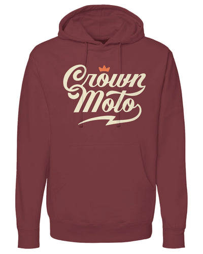 Crown Moto script logo on chest of 98 Riders Club Hoodie