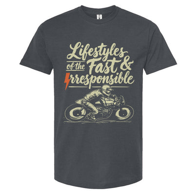 Lifestyles of the Fast & Irresponsible Motorcycle T-Shirt from Crown Moto