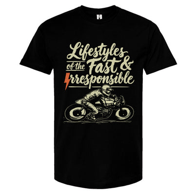 Lifestyles of the Fast & Irresponsible Motorcycle T-Shirt from Crown Moto