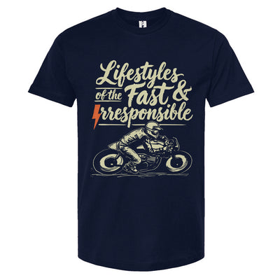 Lifestyles of the Fast & Irresponsible Motorcycle T-Shirt from Crown Moto
