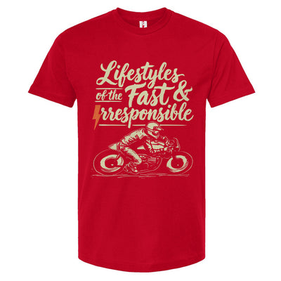 Lifestyles of the Fast & Irresponsible Motorcycle T-Shirt from Crown Moto