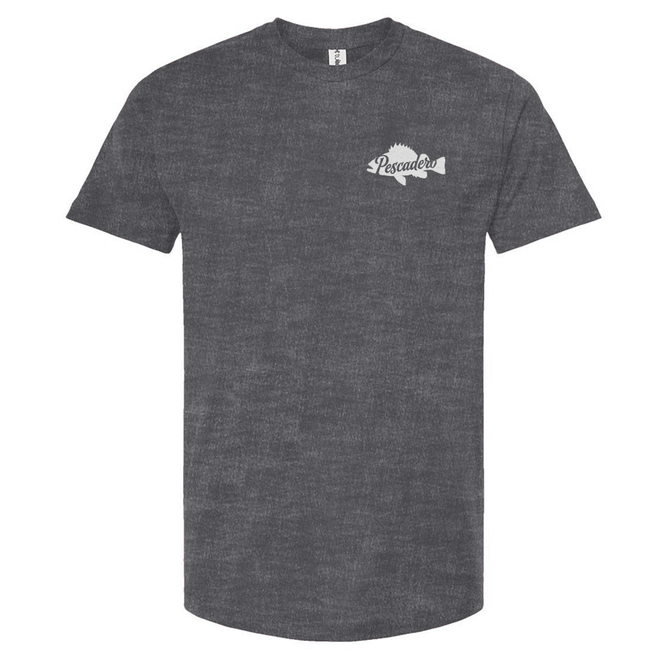 Ash Gray t-shirt with Pescadero fish silhouette