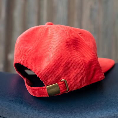 limited edition go ride a motorcycle corduroy hat, adjustable slide sizing with buckle, go ride a motorcycle, motorcycles, motorbikes, corduroy, buckle, bronze, rivet, crown moto, embroidered patch, adjustable