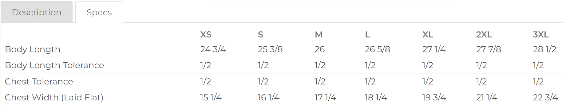 Next Level Womens Boyfriend Crew t-shirt Measurement chart for clothing sizes with body dimensions and tolerances.