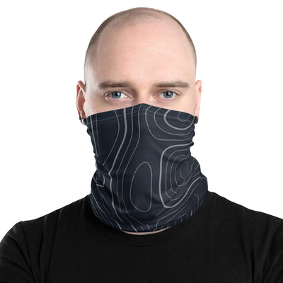 Topographic design on dark blue neck gaiter