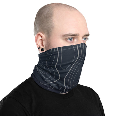Topographic design on dark blue neck gaiter
