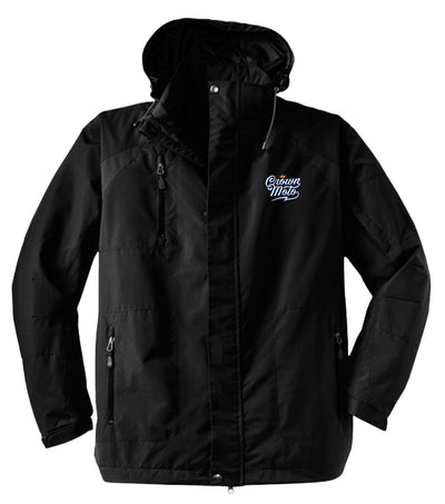 crown moto, crownmoto.com, jacket, embroidered patch, patch, hooded, waterproof, outerwear, rain, snow, warm, windbreaker, pockets, motorcycle lifestyle, motorbikes, casual, quality, unisex