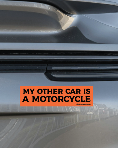 my other car is a motorcycle bumper sticker, car stickers, car decals, motorcycles, motorbikes, humor, motorcycle stickers, motorcyclists, orange
