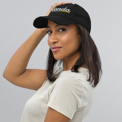 Woman wearing La Honda California embroidered hat