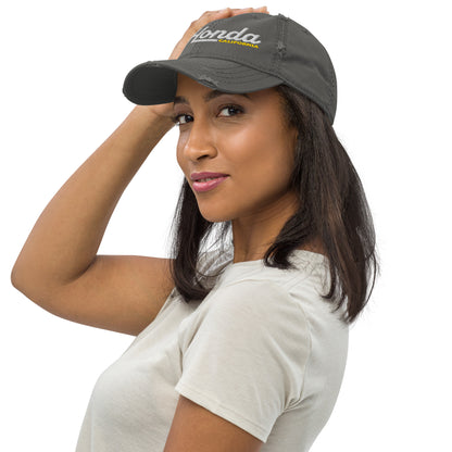 Woman wearing La Honda California embroidered hat