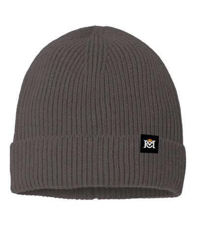 fine rib knit beanie, quality sustainable, knitted, woven tag, crown moto, motorcycle lifestyle, warm, headwear, beanies, helmet hair, brand, crown moto, logo