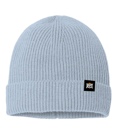 fine rib knit beanie, quality sustainable, knitted, woven tag, crown moto, motorcycle lifestyle, warm, headwear, beanies, helmet hair, brand, crown moto, logo