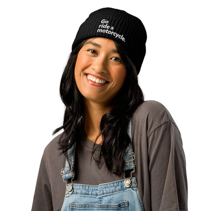 Go ride a motorcycle embroidered fisherman beanie