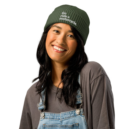 Go ride a motorcycle embroidered fisherman beanie