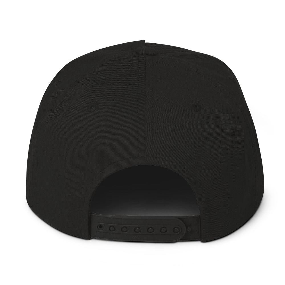 Back view of Super Naked black snapback hat by Crown Moto