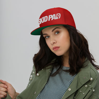 Woman wearing Skid Pad 9 embroidered hat