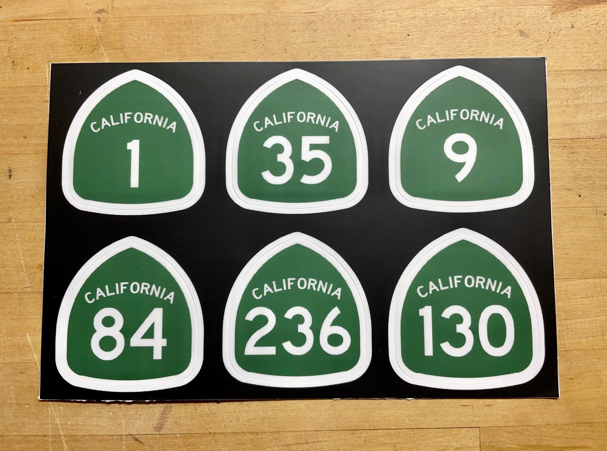 California highway sign decals sticker sheet from Crown Moto