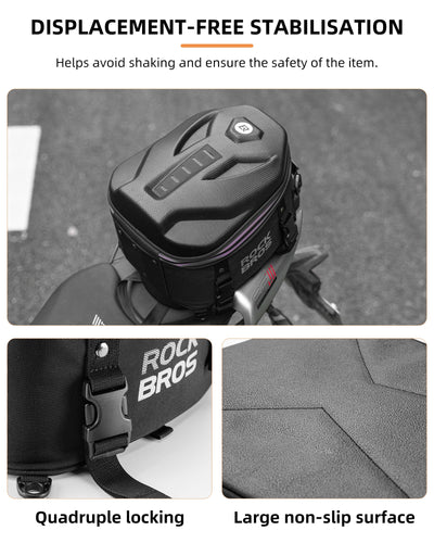 ROCKBROS Waterproof Tail Motorcycle Tail Rear Seat Bag 12.5L Storage Backpacks Hard Shell