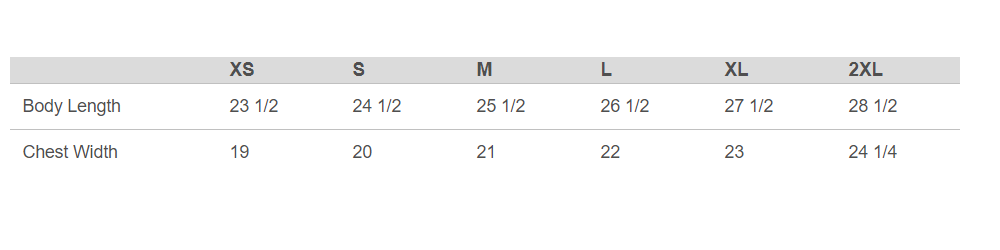 Size chart for women's Independent Puffer Vest