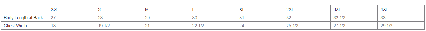 size chart