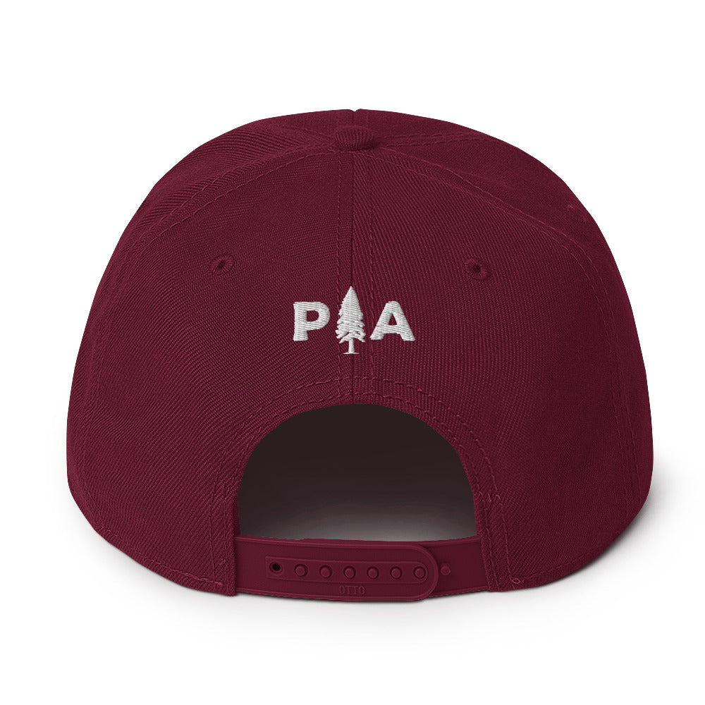 PA Tree embroidered on back of snapback hat